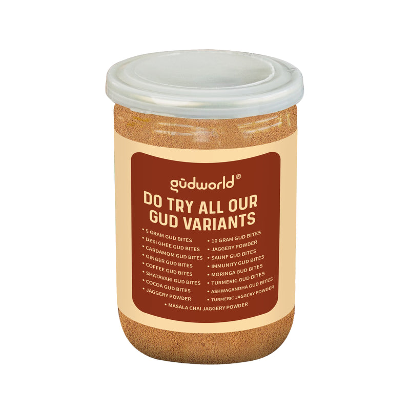 Gudworld Ginger Jaggery Powder – Warming Cane Sugar Sweetener (10.58 oz)