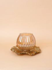 Nurture India Glass Lamp Metal Flower Platter