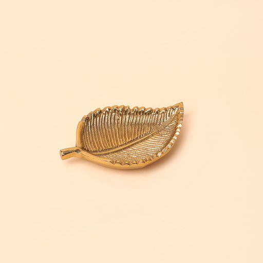 Nurture India Gold Beetle Leaf Inspired Decorative Plate
