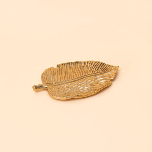 Nurture India Monstera Leaf Decorative Golden Plate