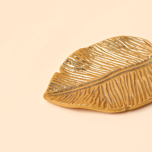 Nurture India Monstera Leaf Decorative Golden Plate