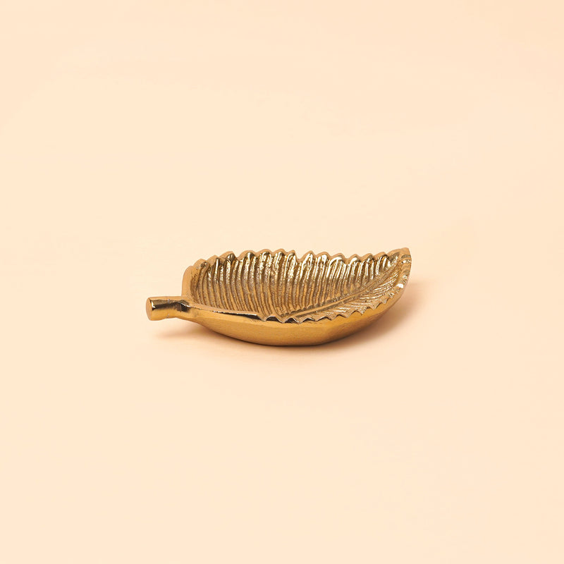 Nurture India Gold Beetle Leaf Inspired Decorative Plate