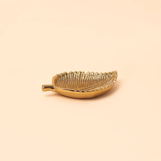 Nurture India Gold Beetle Leaf Inspired Decorative Plate