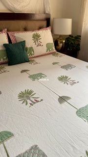 aenak-green-elephant-handblock-printed-premium-cotton-fitted-bedsheet-set