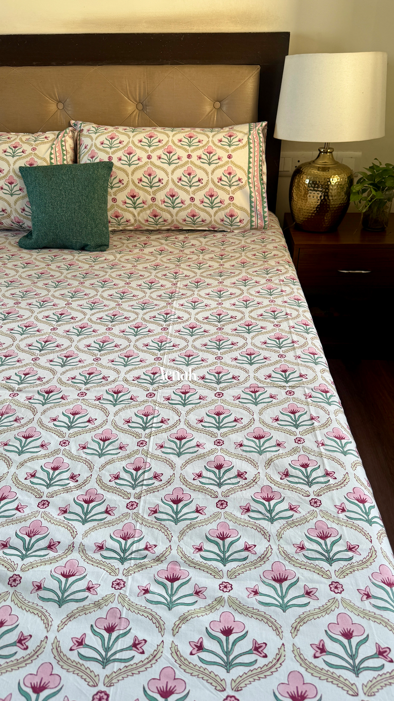 aenak-pink-green-cotton-bud-handblock-printed-premium-cotton-set-bedsheet
