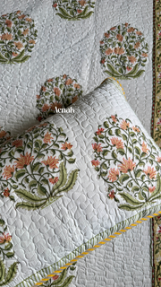 aenak-yellow-phool-boota-handblock-printed-reversible-quilted-bedcover-set
