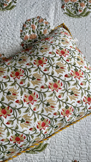 aenak-yellow-phool-boota-handblock-printed-reversible-quilted-bedcover-set