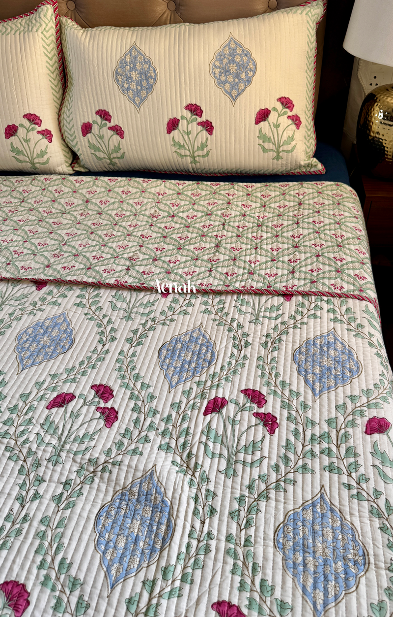 aenak-pink-poppy-printed-reversible-straight-quilted-bedcover-set-light-beige-base