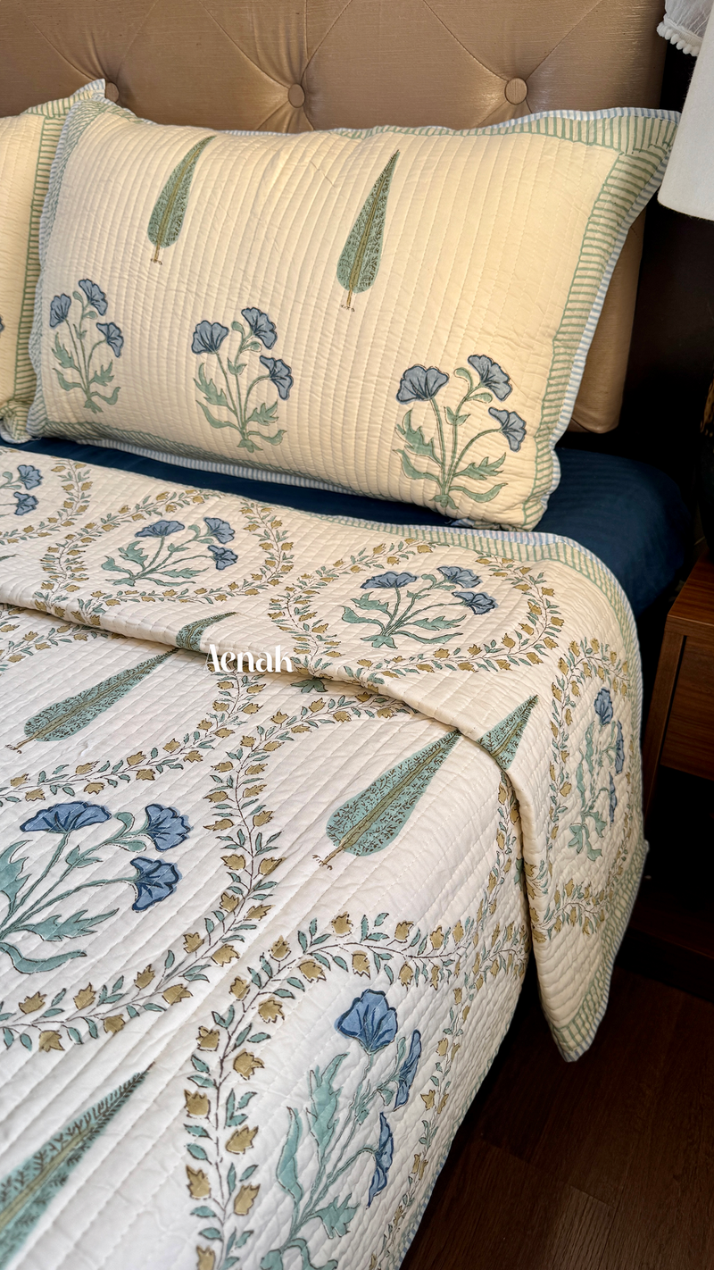 aenak-blue-poppy-jaal-handblock-printed-reversible-straight-quilted-bedcover-set-beige-base