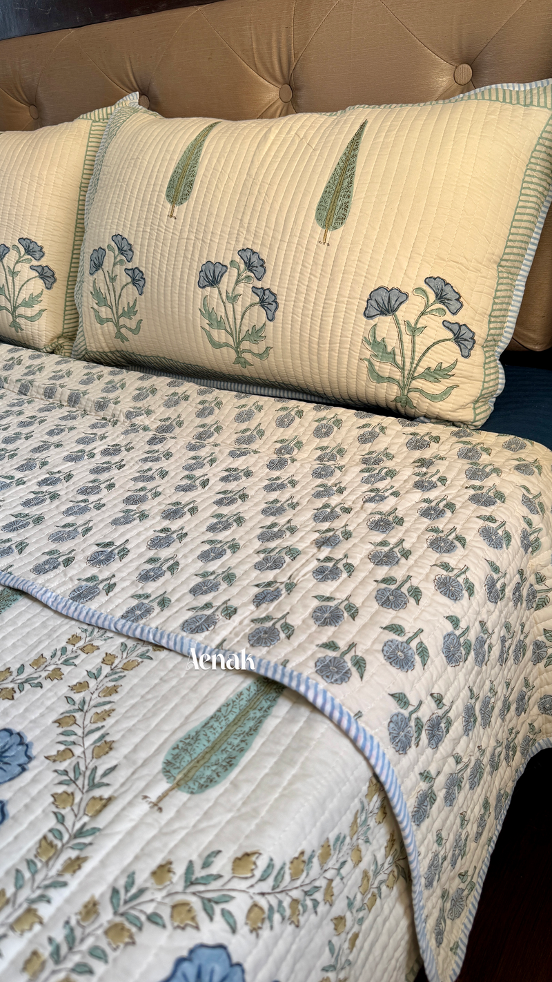 aenak-blue-poppy-jaal-handblock-printed-reversible-straight-quilted-bedcover-set-beige-base