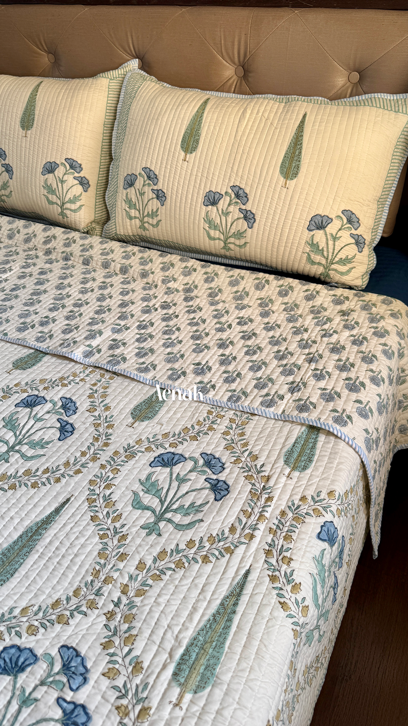 aenak-blue-poppy-jaal-handblock-printed-reversible-straight-quilted-bedcover-set-beige-base