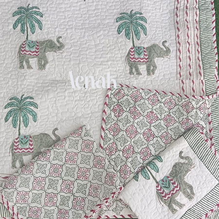 aenak-grey-elephant-handblock-bedsheet-quilted-bedcover-combo-set