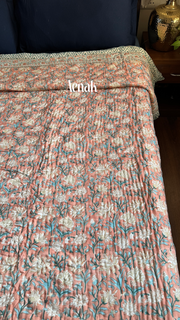 aenak-dark-peach-floral-handblock-printed-reversible-mulmul-cotton-quilt