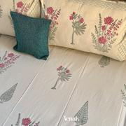 aenak-green-ashoka-handblock-bedsheet-dohar-combo-set-beige-base