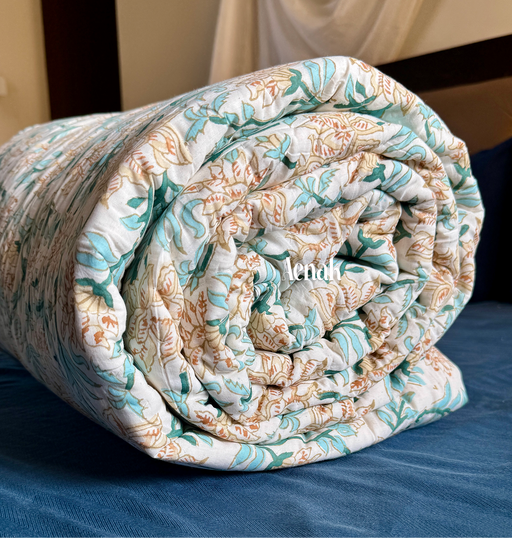 aenak-dark-peach-floral-handblock-printed-reversible-mulmul-cotton-quilt