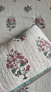 aenak-pink-floral-green-palm-handblock-printed-reversible-quilted-bedcover-set