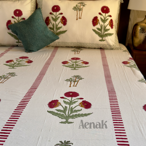 aenak-red-dahlia-handblock-bedsheet-dohar-combo-set