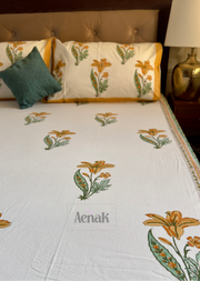 aenak-yellow-lily-handblock-printed-premium-cotton-set-bedsheet