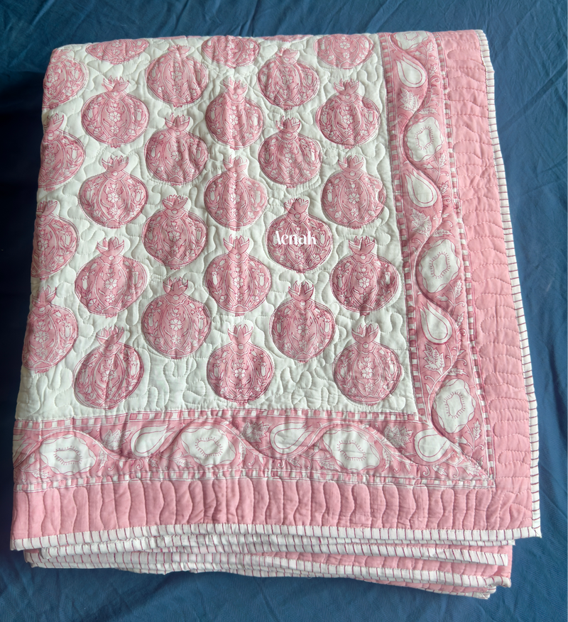 aenak-pink-anaar-handblock-printed-reversible-quilted-bedcover-set