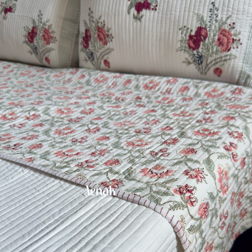 aenak-burgundy-anaar-handblock-bedsheet-straight-quilted-bedcover-combo-set