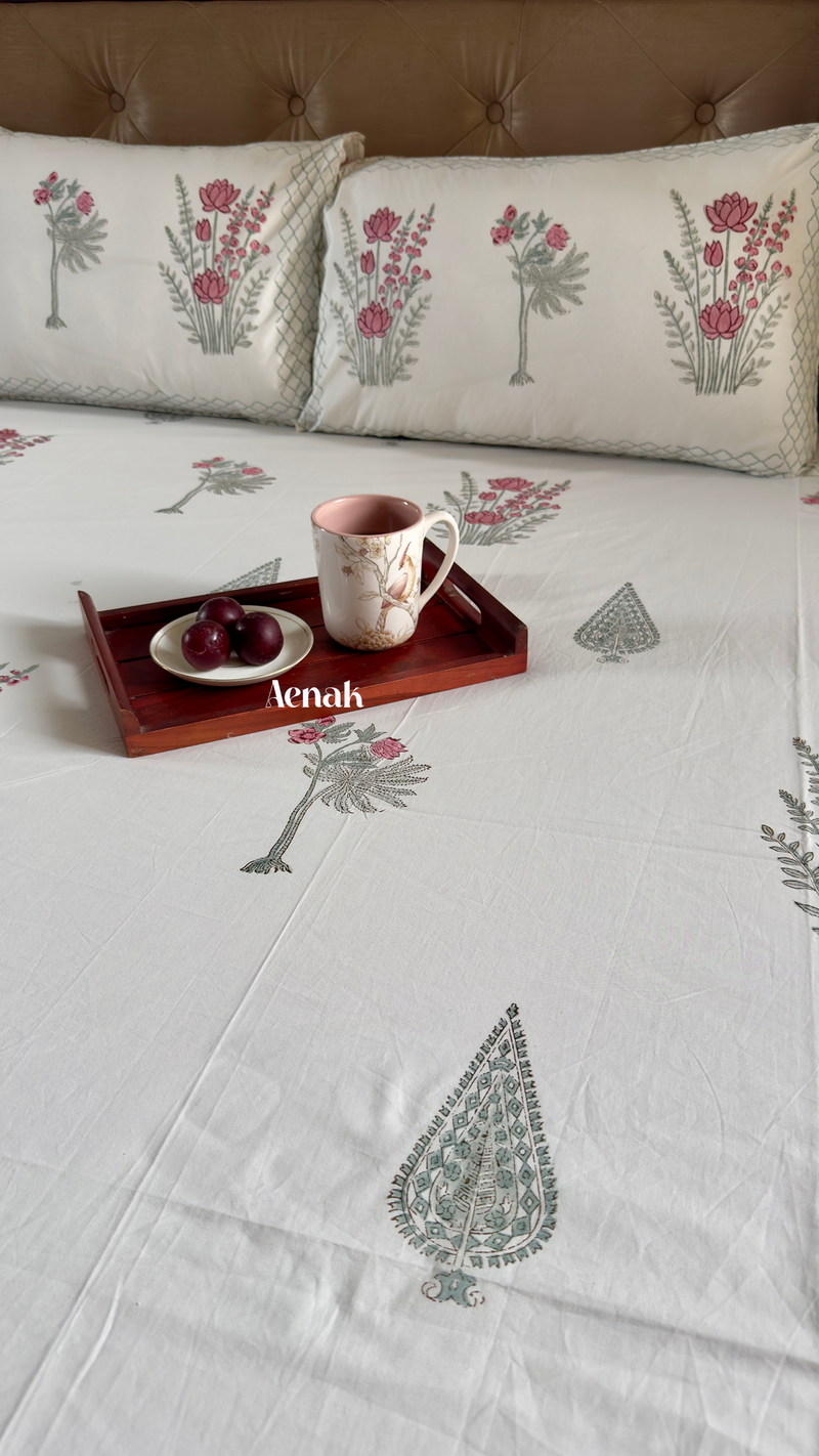 aenak-green-ashoka-handblock-printed-premium-cotton-set-bedsheet