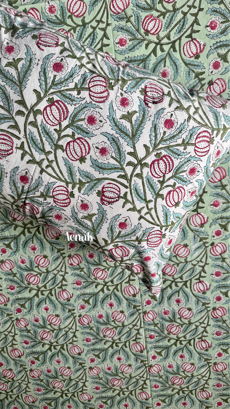 aenak-red-anaar-baag-handblock-bedsheet-dohar-combo-set