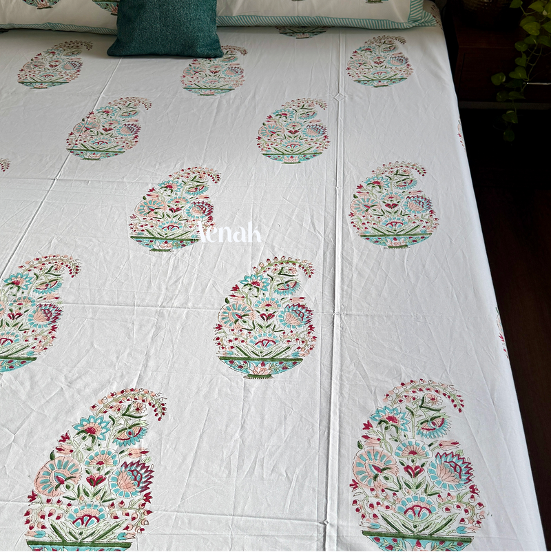 aenak-pink-kairi-handblock-bedsheet-dohar-combo-set