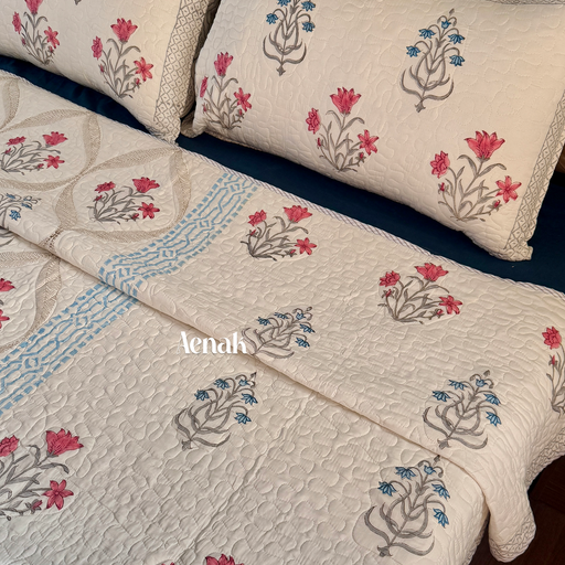 aenak-red-blue-jaal-handblock-bedsheet-comforter-bedcover-combo-set