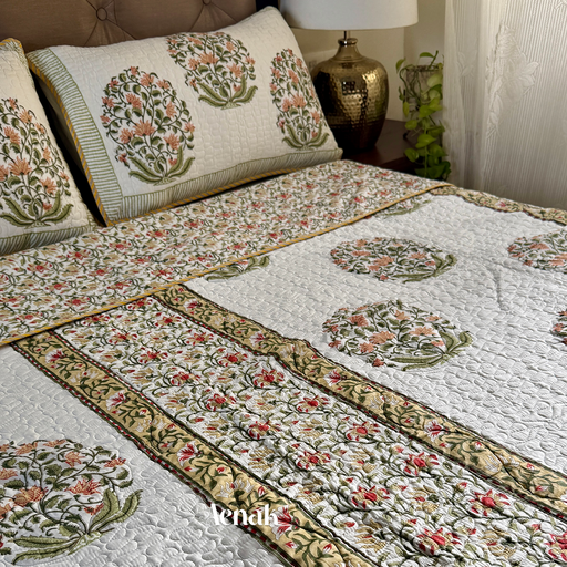 aenak-yellow-phool-boota-handblock-printed-reversible-quilted-bedcover-set