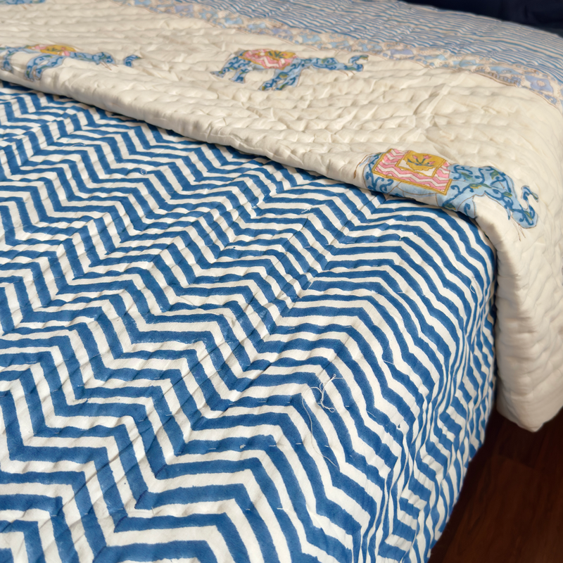 aenak-blue-chevron-elephant-bedsheet-quilt-combo-set