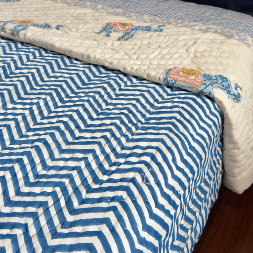 aenak-blue-chevron-elephant-bedsheet-quilt-combo-set