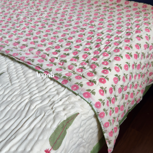 aenak-pink-periwinkle-handblock-bedsheet-quilt-combo-set