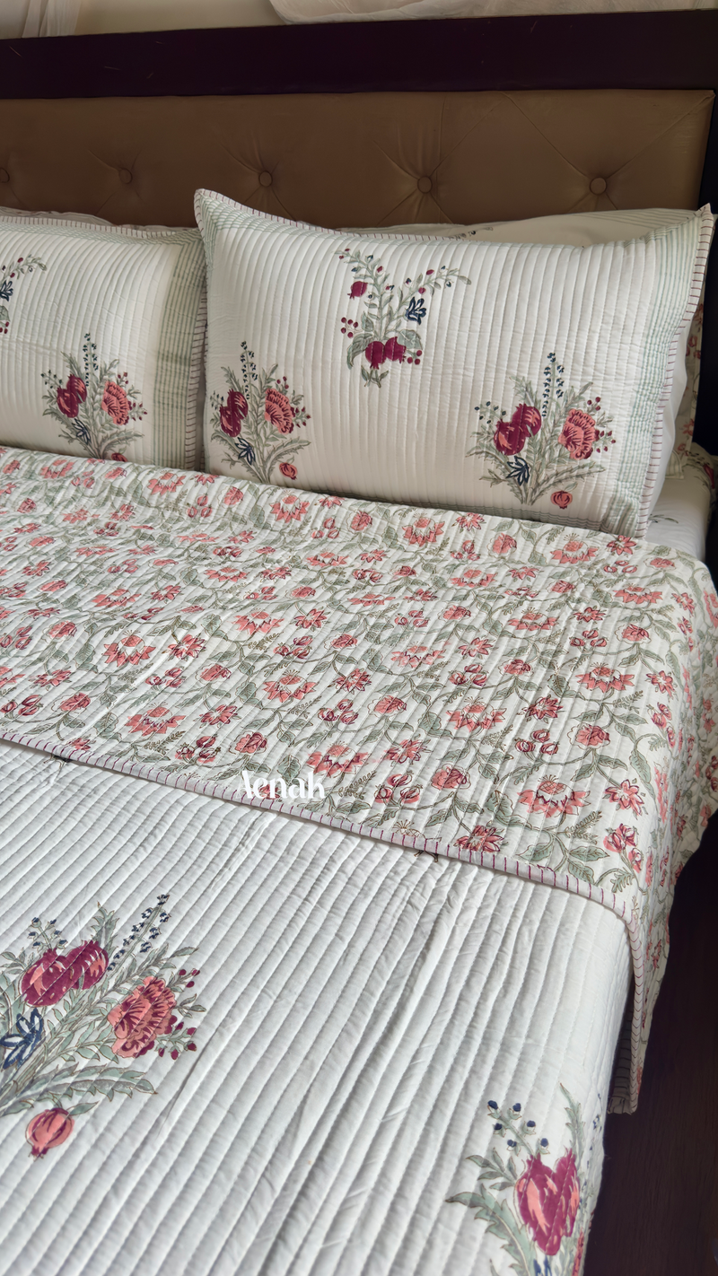 aenak-burgundy-anaar-handblock-printed-reversible-straight-quilted-bedcover-set