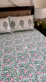 aenak-red-anaar-baag-handblock-printed-premium-cotton-fitted-bedsheet-set