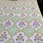 aenak-mint-green-yellow-handblock-bedsheet-dohar-combo-set
