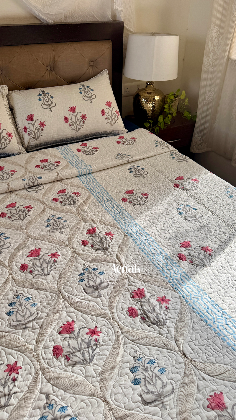 aenak-red-blue-jaal-handblock-bedsheet-comforter-bedcover-combo-set