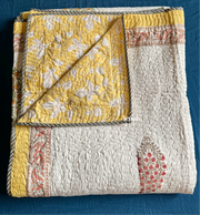 aenak-yellow-red-phool-boota-handblock-printed-reversible-quilted-bedcover-set