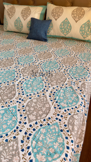 aenak-blue-jaal-handblock-bedsheet-dohar-combo-set