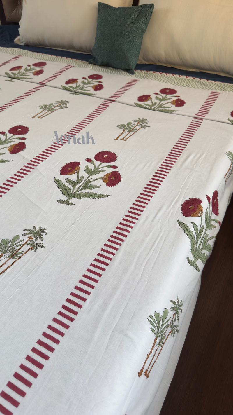 aenak-red-dahlia-handblock-bedsheet-dohar-combo-set