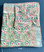 aenak-green-lotus-handblock-printed-mulmul-cotton-reversible-dohar