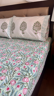 aenak-red-anaar-baag-handblock-bedsheet-dohar-combo-set