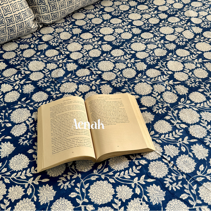 aenak-blue-floral-garden-bedsheet-quilt-combo-set
