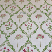 aenak-pink-palm-jaal-handblock-bedsheet-dohar-combo-set