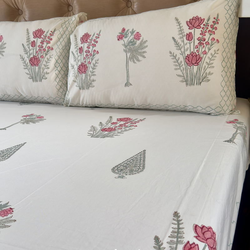 aenak-green-ashoka-handblock-printed-premium-cotton-set-bedsheet
