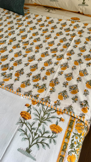 aenak-turmeric-yellow-marigold-handblock-bedsheet-dohar-combo-set