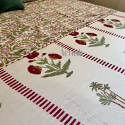 aenak-red-dahlia-handblock-bedsheet-dohar-combo-set