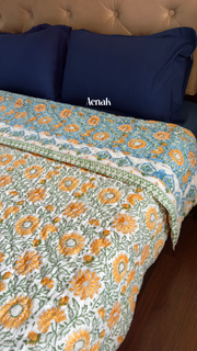 aenak-blue-yellow-floral-garden-handblock-printed-reversible-mulmul-cotton-quilt