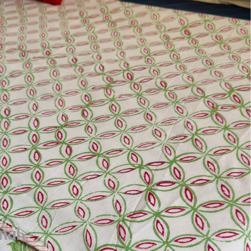 aenak-pink-palm-jaal-handblock-bedsheet-dohar-combo-set