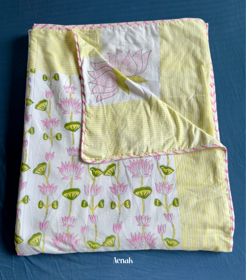 aenak-pichwai-lotus-handblock-printed-mulmul-cotton-reversible-dohar