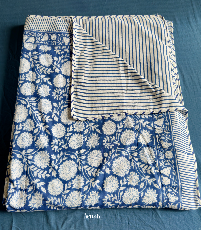 aenak-blue-floral-garden-handblock-printed-mulmul-cotton-reversible-dohar